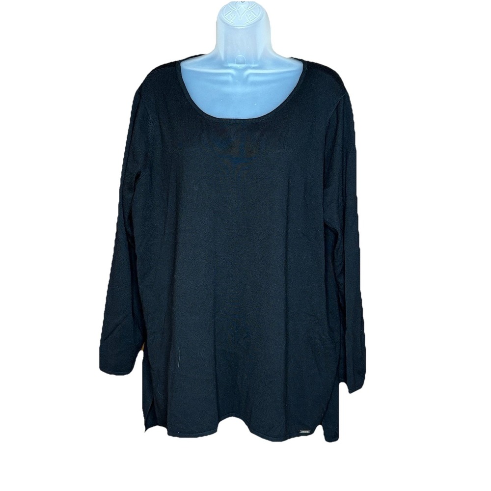 Tahari Tunic Top Women 2X Black Knit Minimalist Career Cozycore Capsule Office